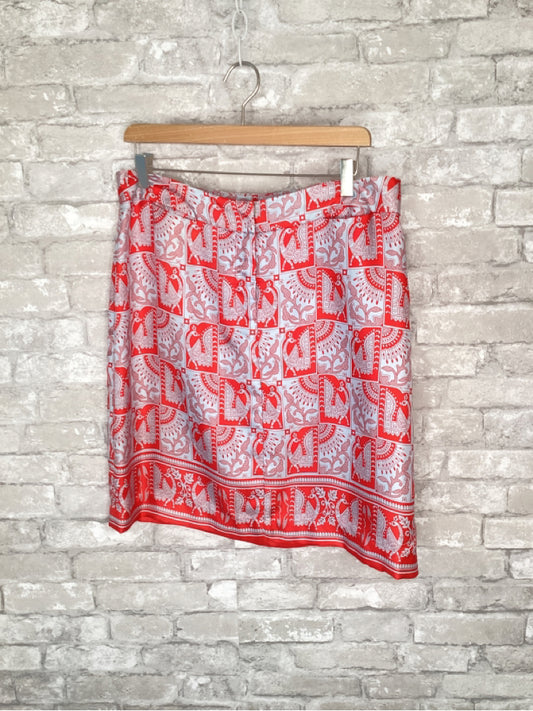 J. McLaughlin Size 14 Grey/Tomato Red Skirt