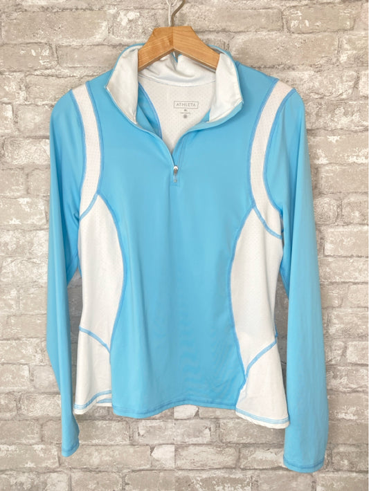 Athleta Size XL Arctic Blue/White Pullover