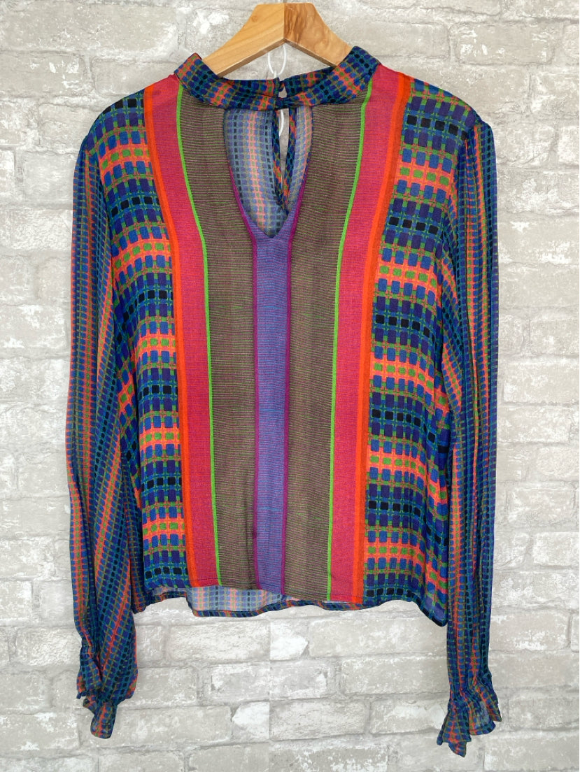 Conditions Apply Size M Blue/Green/Orange/Violet Blouse