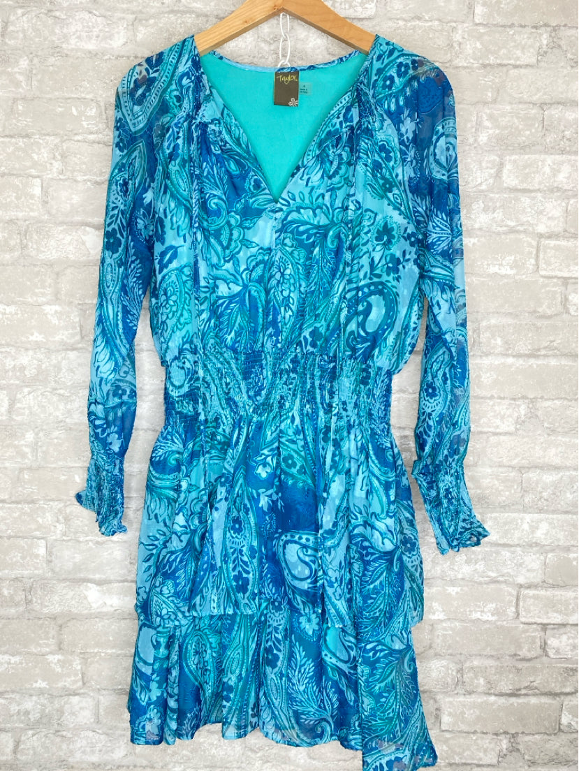Taylor Size 4 Blue, Aqua, Turquoise Dress