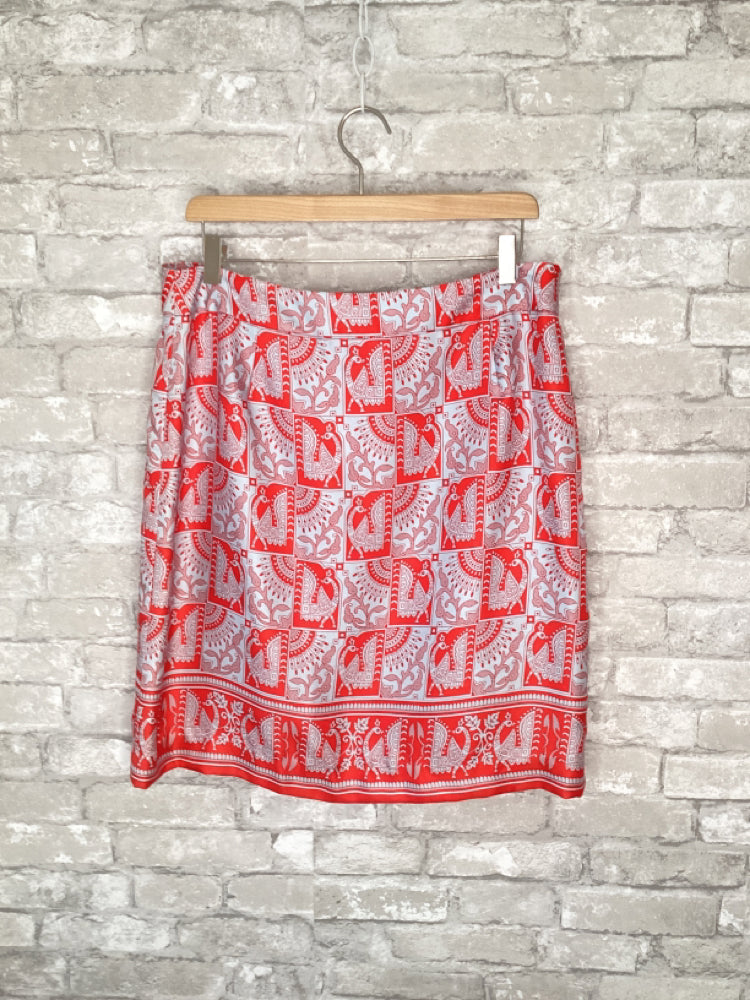 J. McLaughlin Size 14 Grey/Tomato Red Skirt