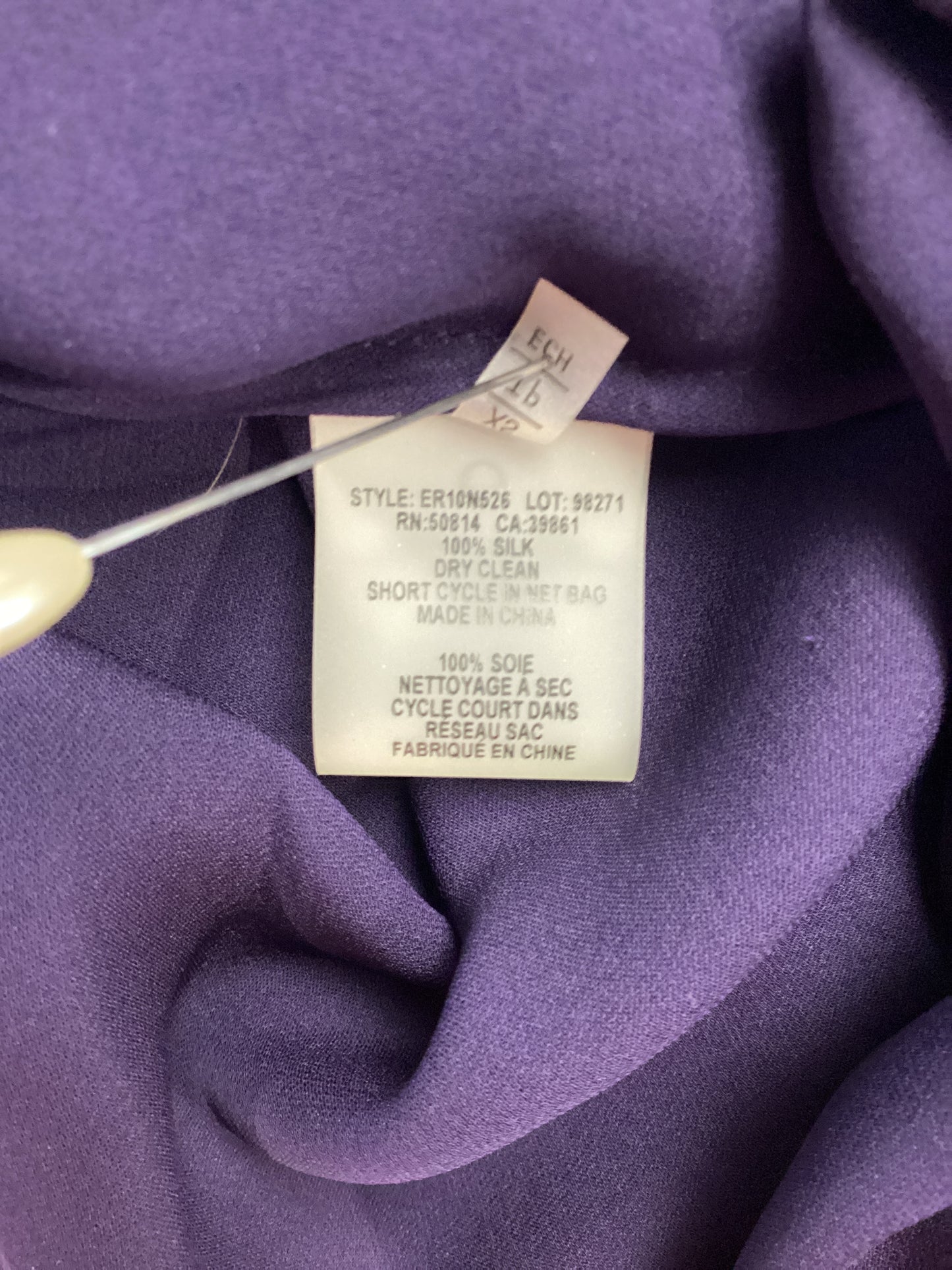 Elie Tahari Size XS Purple Blouse