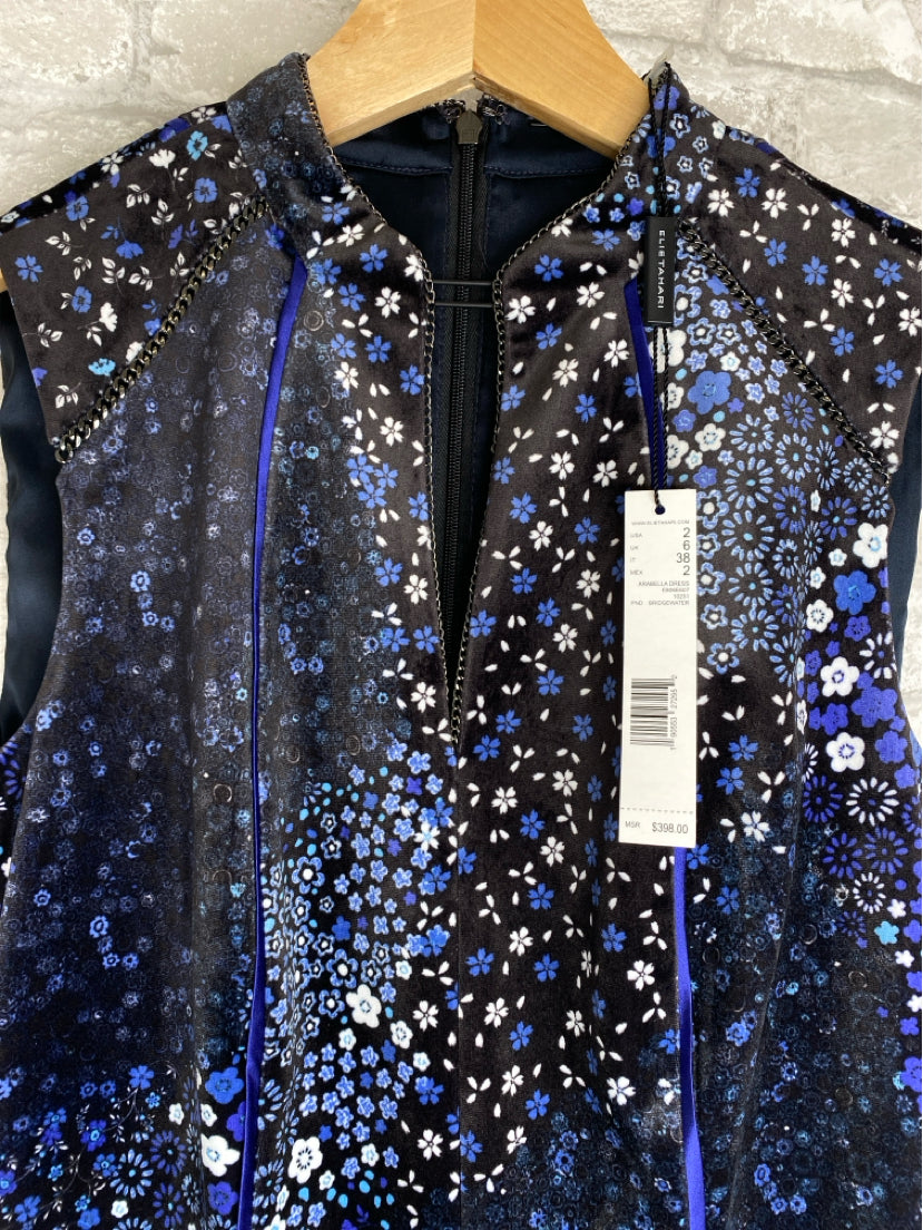 Elie Tahari Size 2 Black, Blue Dress