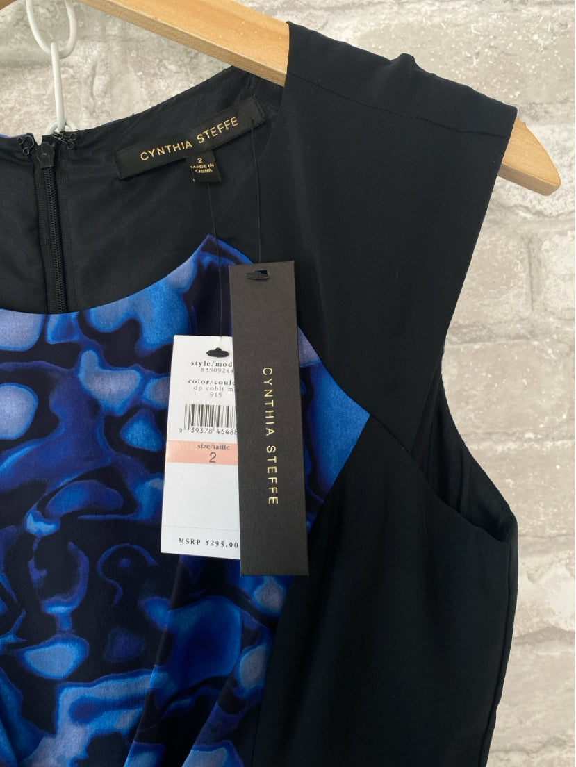 Cynthia Steffe Size XS/2 Blue/Black Dress