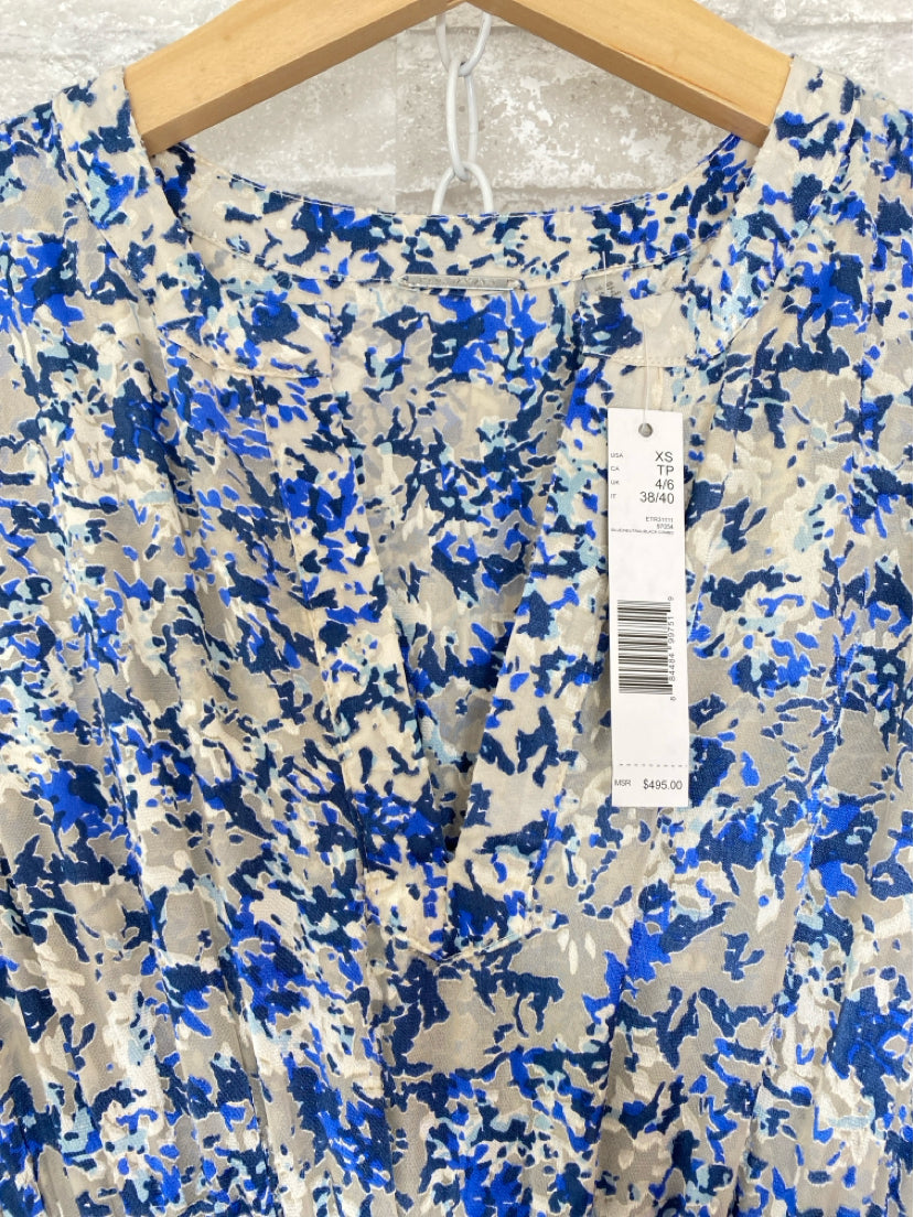 Elie Tahari Size XS Taupe/blue Dress