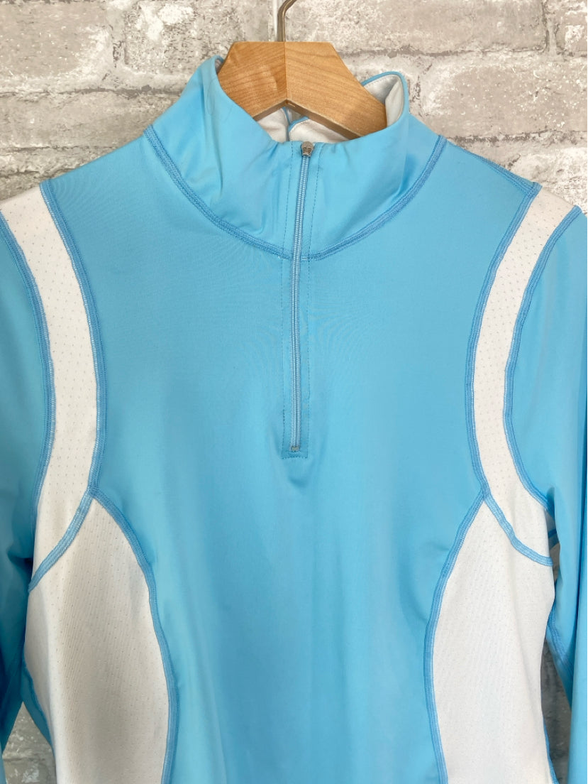 Athleta Size XL Arctic Blue/White Pullover