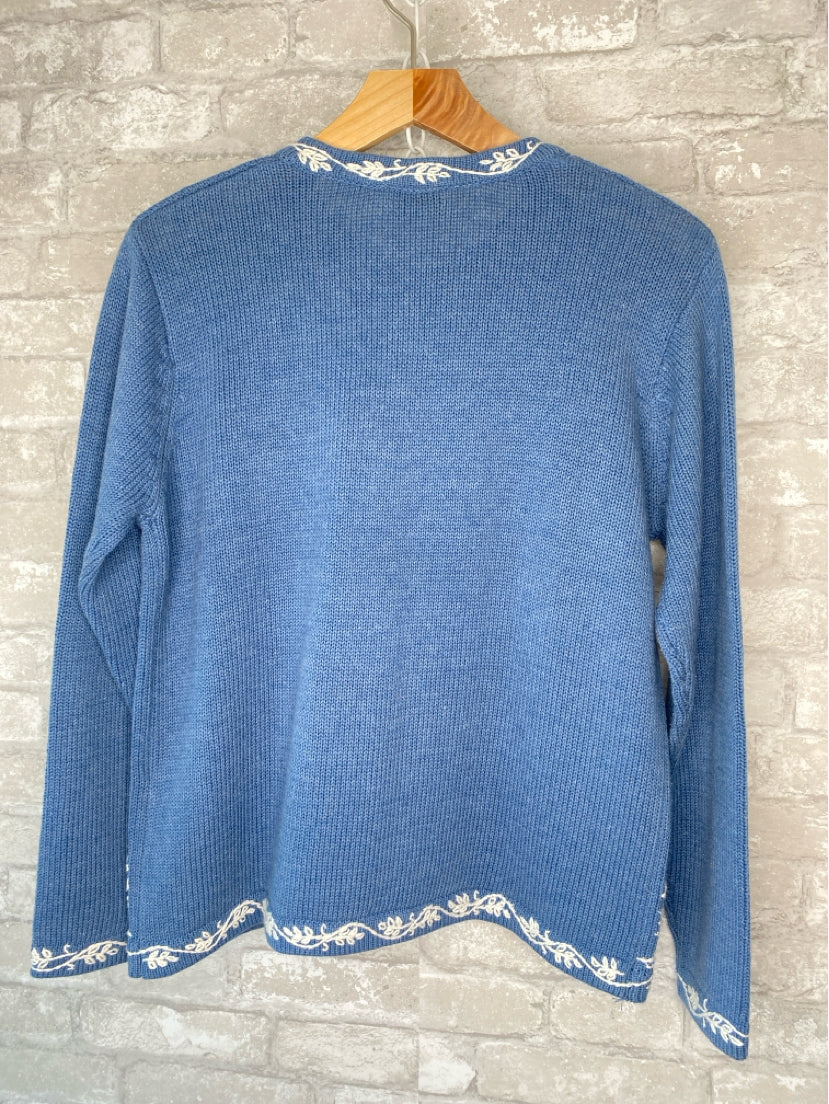 Talbots Size S Blue/White Sweater