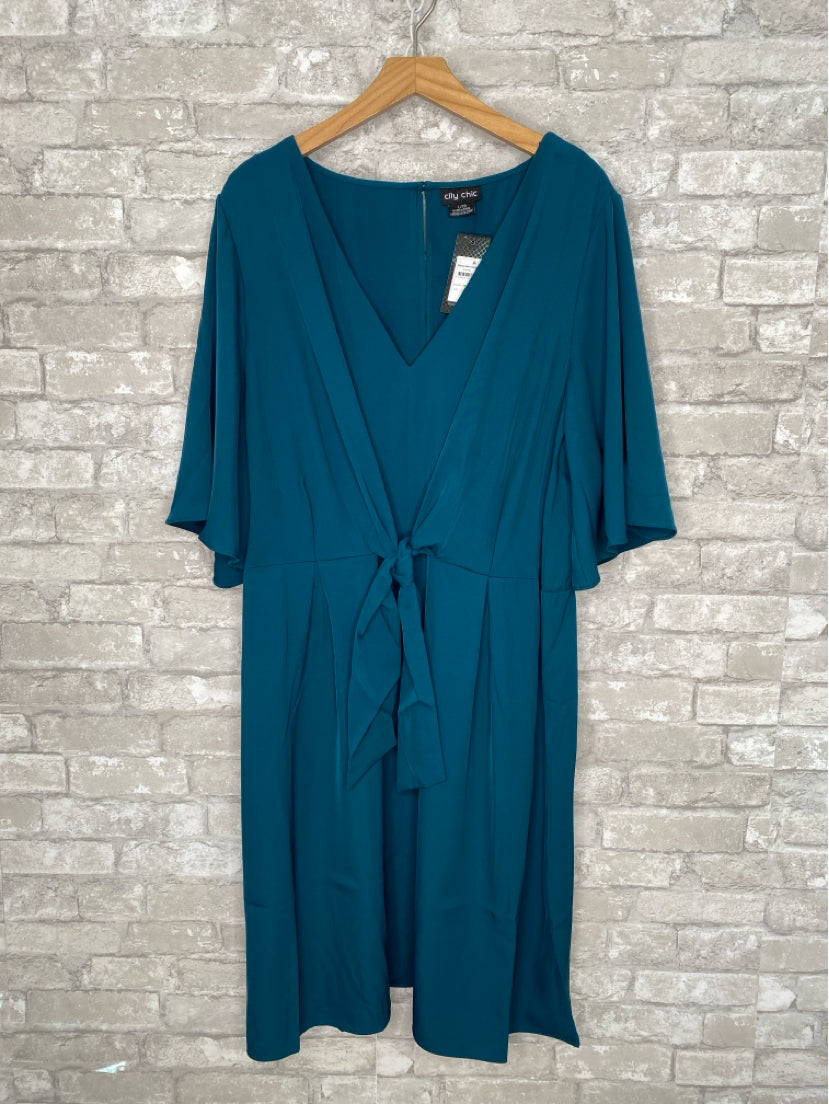 City Chic Size L/20 Teal Dress