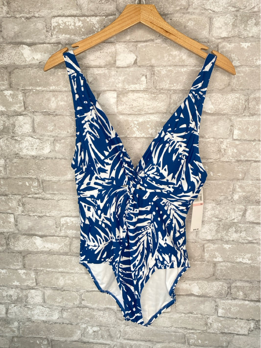 Anne Cole Size 10 Blue/White Swimsuit
