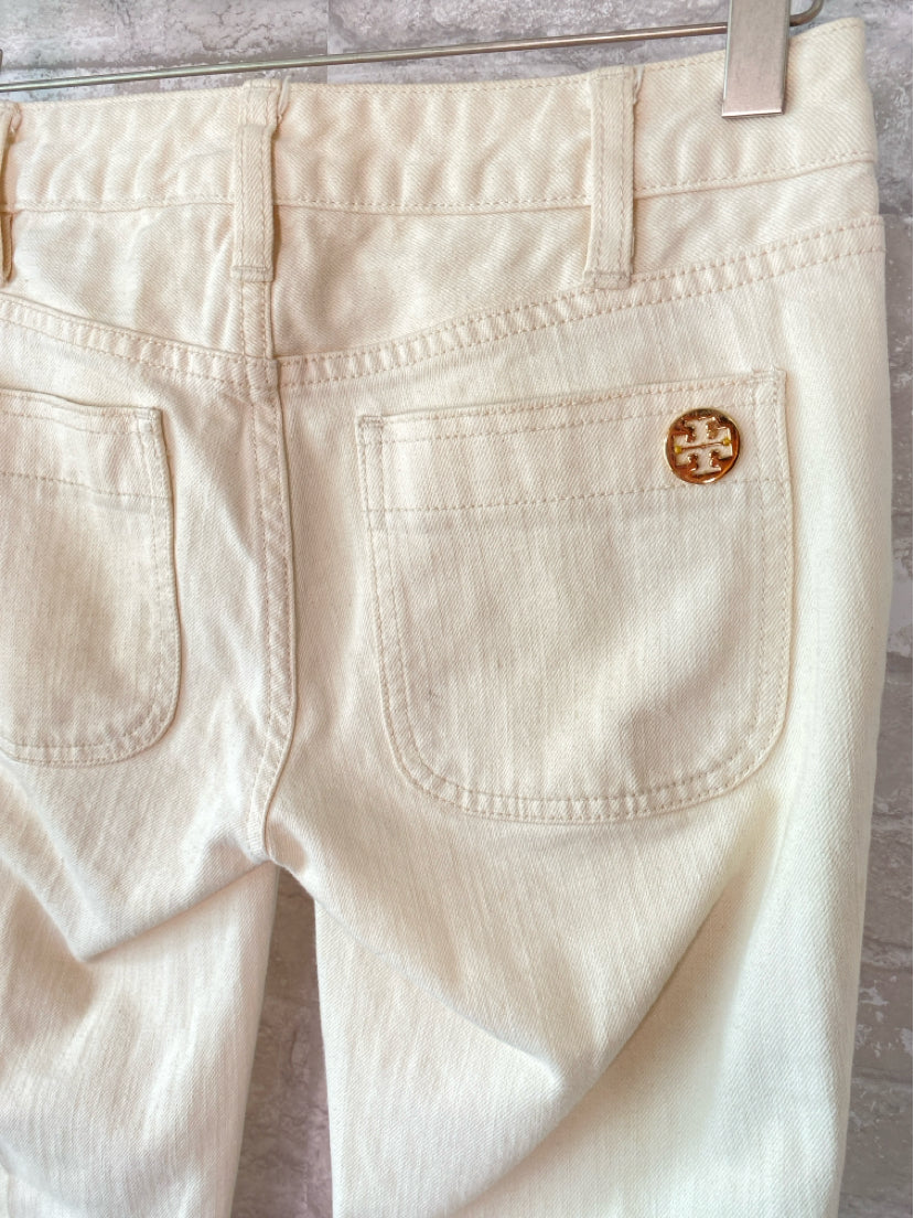 Tory Burch Size 0 Ivory/Blue Jeans