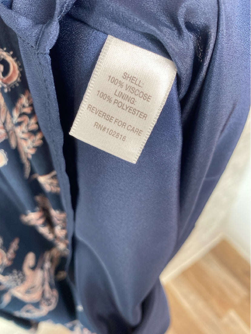 Garnet Hill Size M/10 Navy/Cream/Mauve Dress
