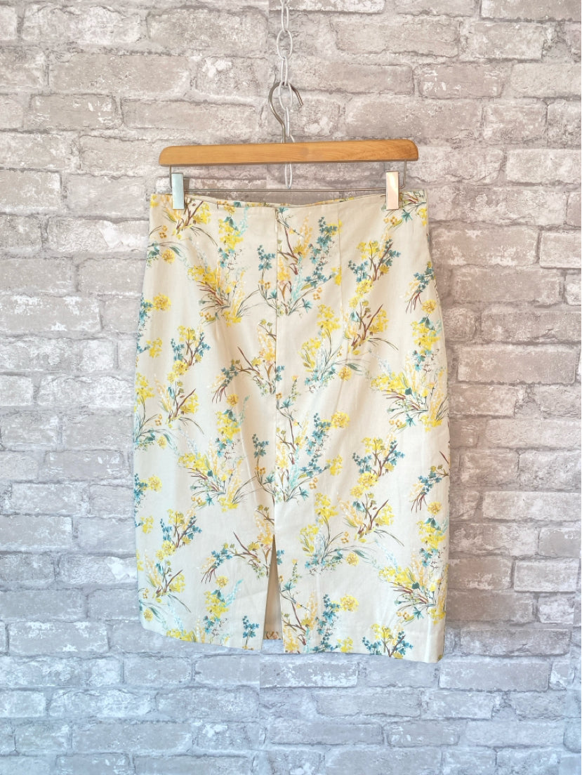Antonio Melani Size 8 Beige/Yellow/Teal Skirt