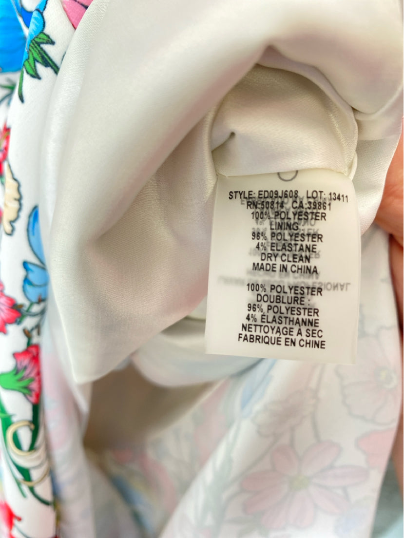 Elie Tahari Size 2 Ivory, Blue, Pink, Green Dress