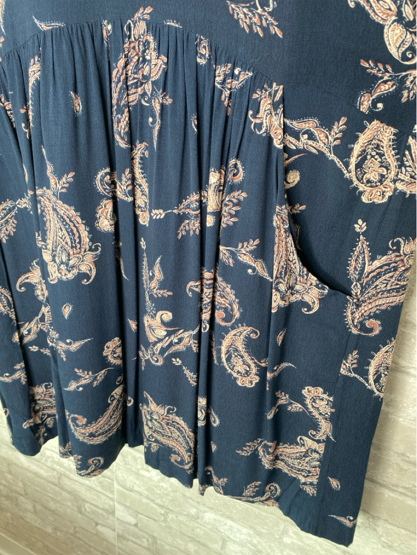 Garnet Hill Size M/10 Navy/Cream/Mauve Dress