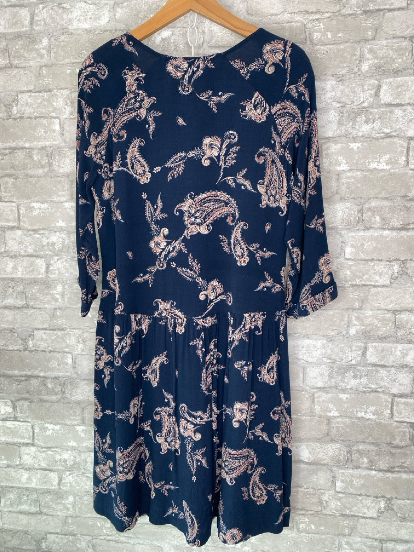 Garnet Hill Size M/10 Navy/Cream/Mauve Dress