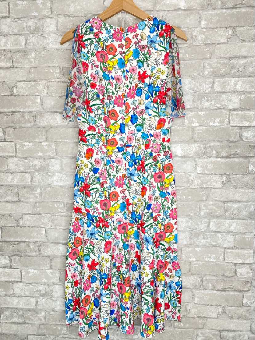 Elie Tahari Size 2 Ivory, Blue, Pink, Green Dress