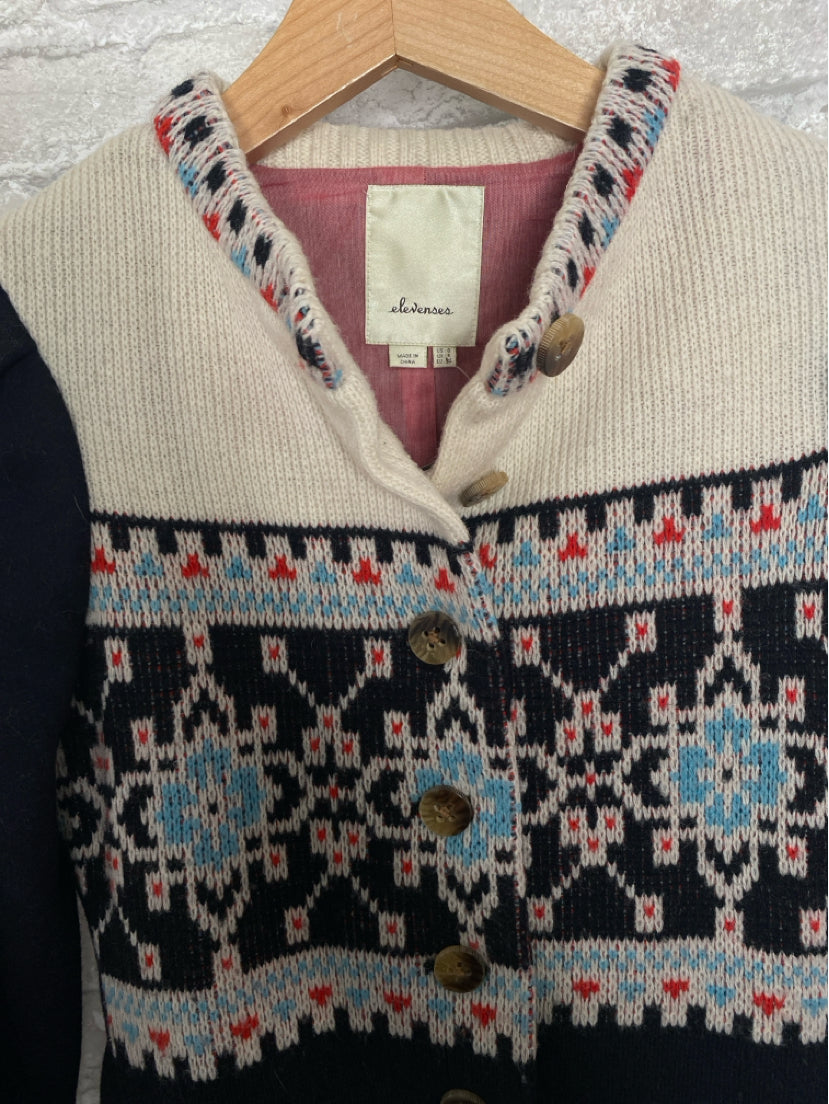 elevenses Size XS Cream/Navy/Red Sweater