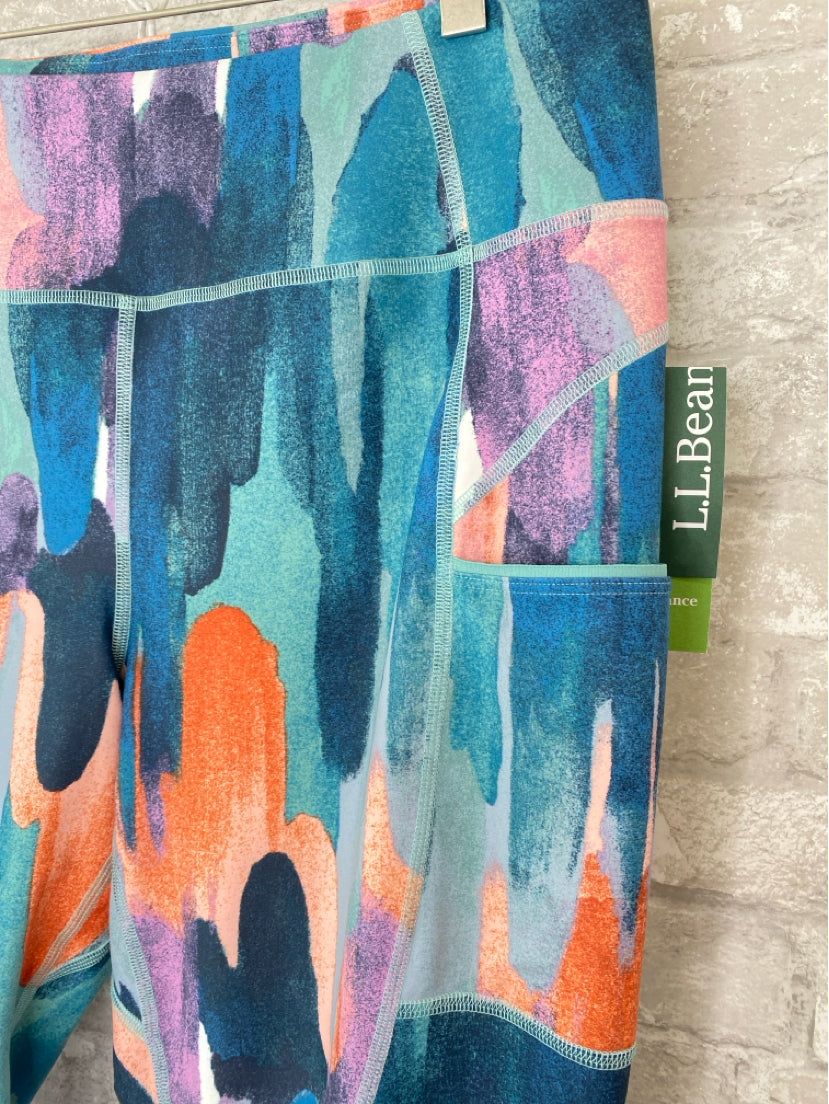 LL Bean Size XL Turq/Teal/Orange/Purple Leggings
