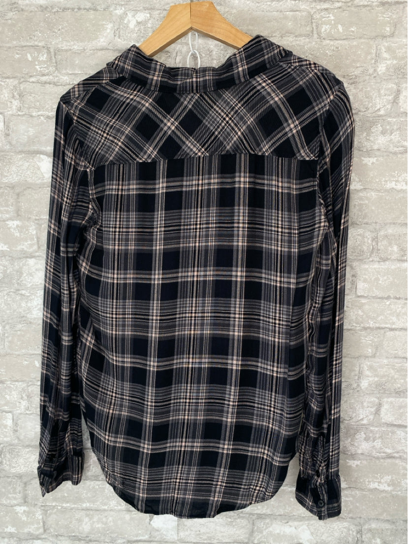 Paige Size S Black/Grey/Blush Button Down