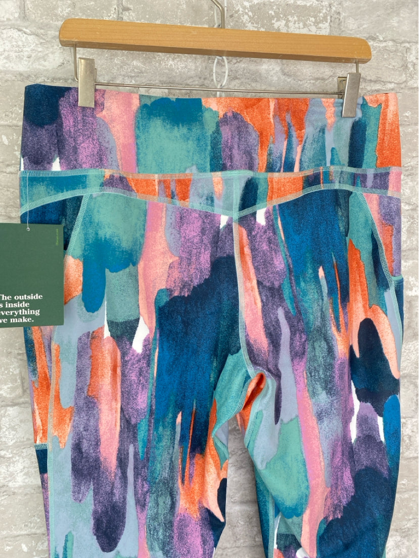 LL Bean Size XL Turq/Teal/Orange/Purple Leggings