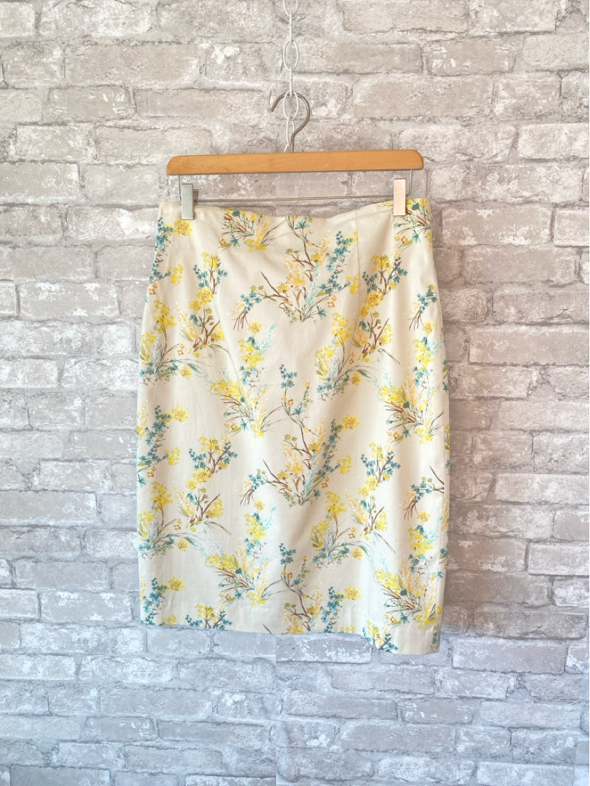 Antonio Melani Size 8 Beige/Yellow/Teal Skirt