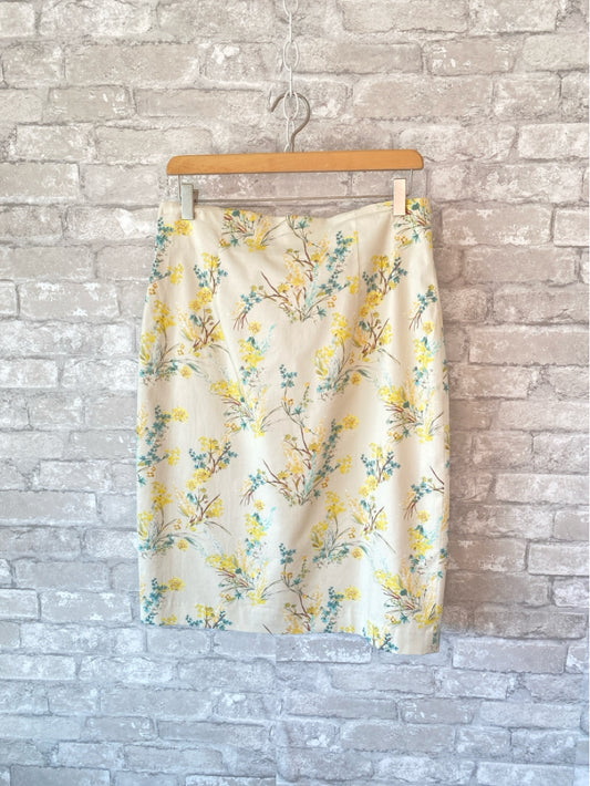 Antonio Melani Size 8  Beige/Yellow/Teal Skirt