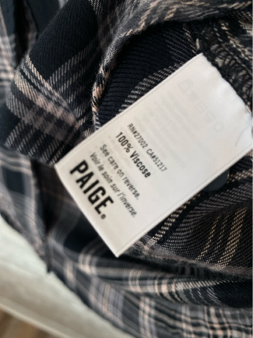 Paige Size S Black/Grey/Blush Button Down