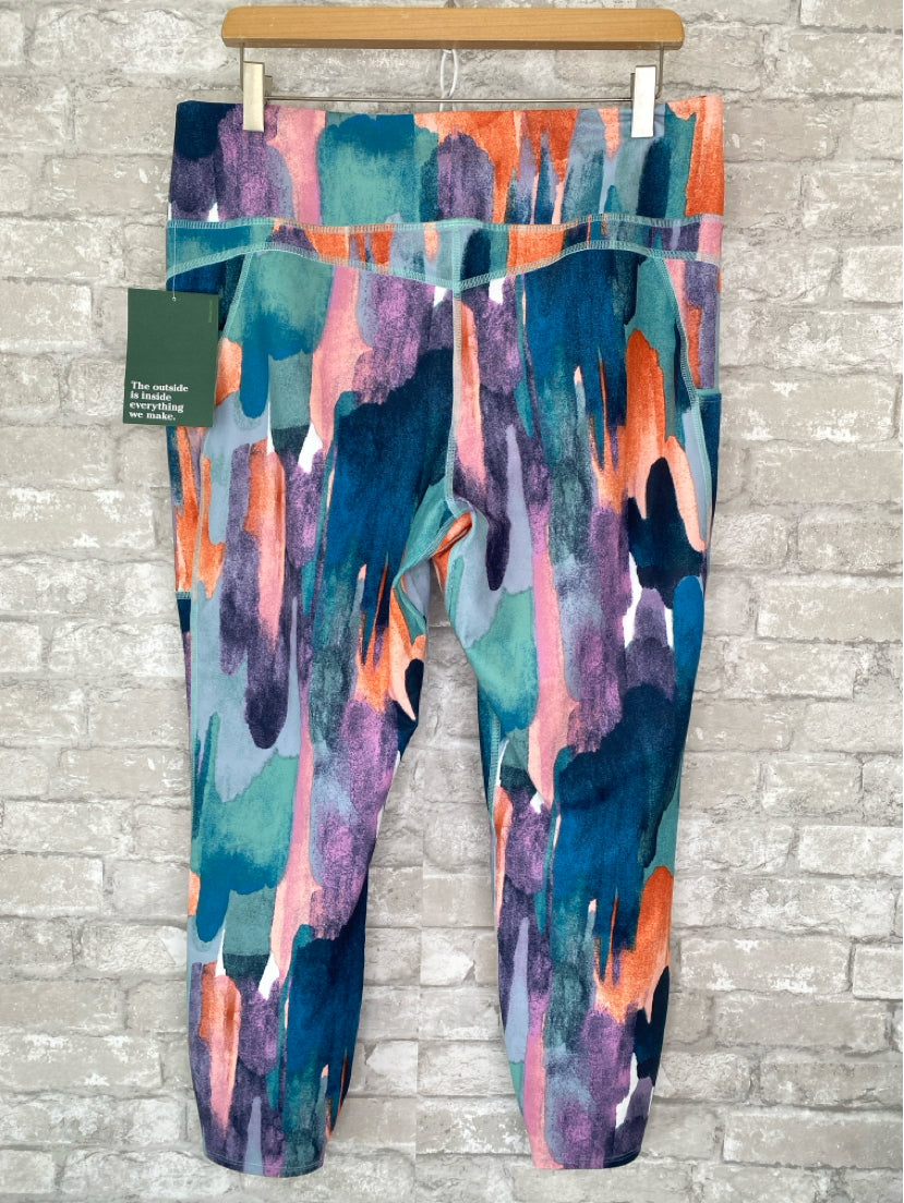 LL Bean Size XL Turq/Teal/Orange/Purple Leggings