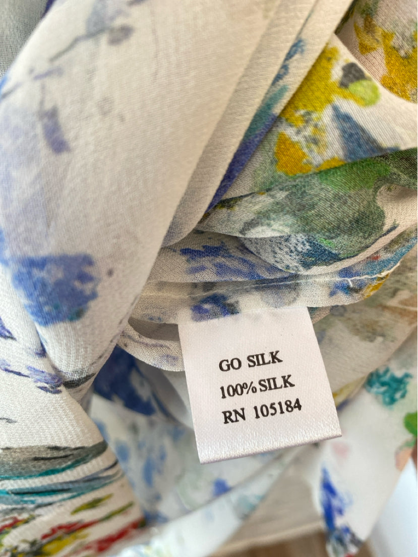 Go Silk Size 2XL White/Multi Blouse