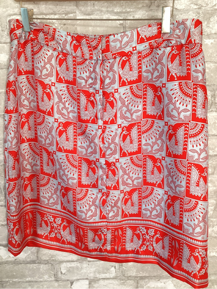 J. McLaughlin Size 14 Grey/Tomato Red Skirt