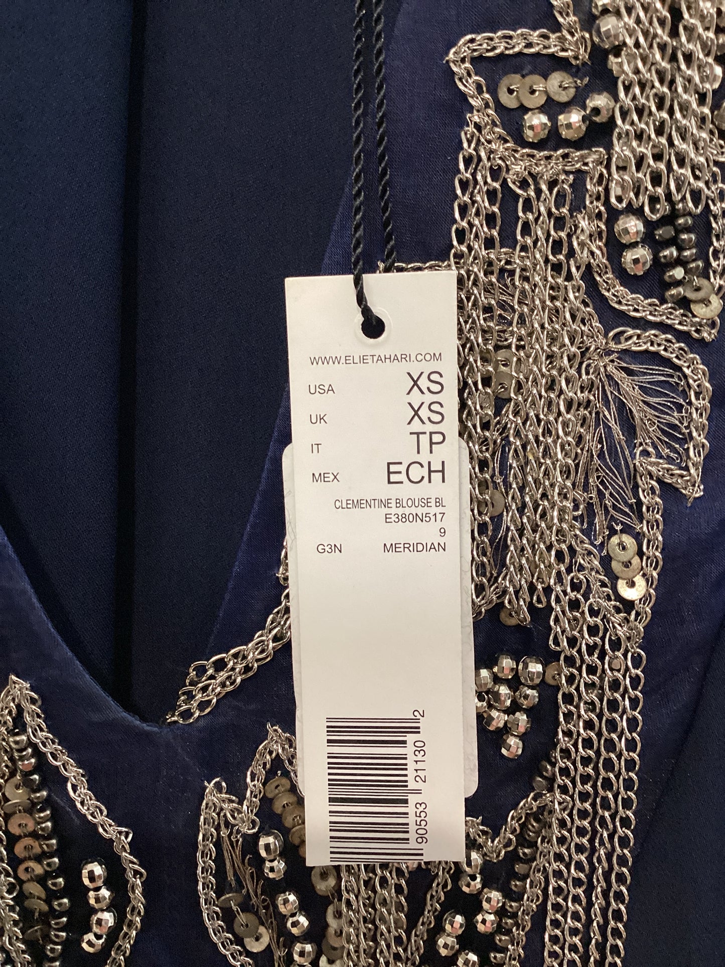 Elie Tahari Size XS Navy Blouse