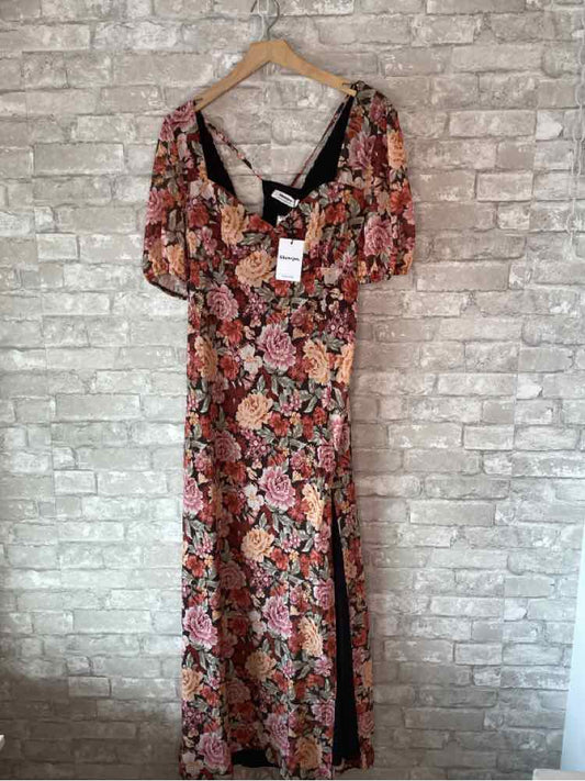 Showpo Size L/14 Brown/Orange/Multi Dress