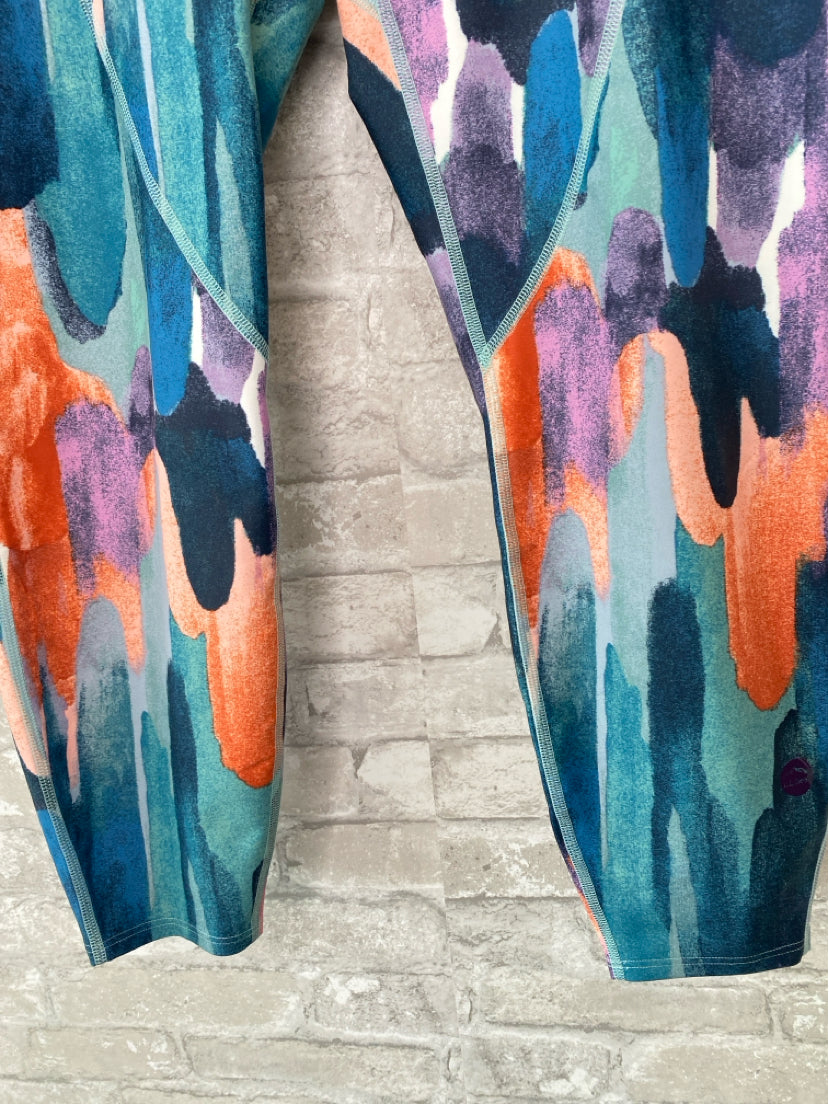 LL Bean Size XL Turq/Teal/Orange/Purple Leggings