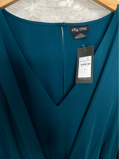 City Chic Size L/20 Teal Dress