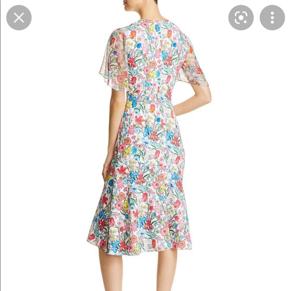 Elie Tahari Size 2 Ivory, Blue, Pink, Green Dress