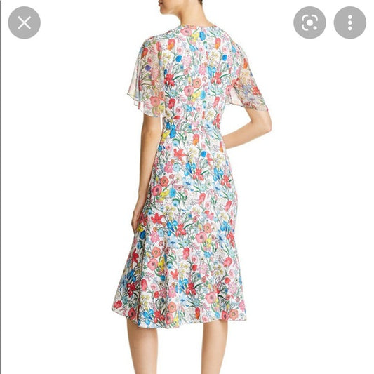 Elie Tahari Size 2 Ivory, Blue, Pink, Green Dress