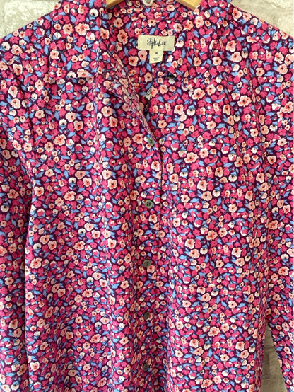 Style & Co Size M Pinks/Blue Button Down