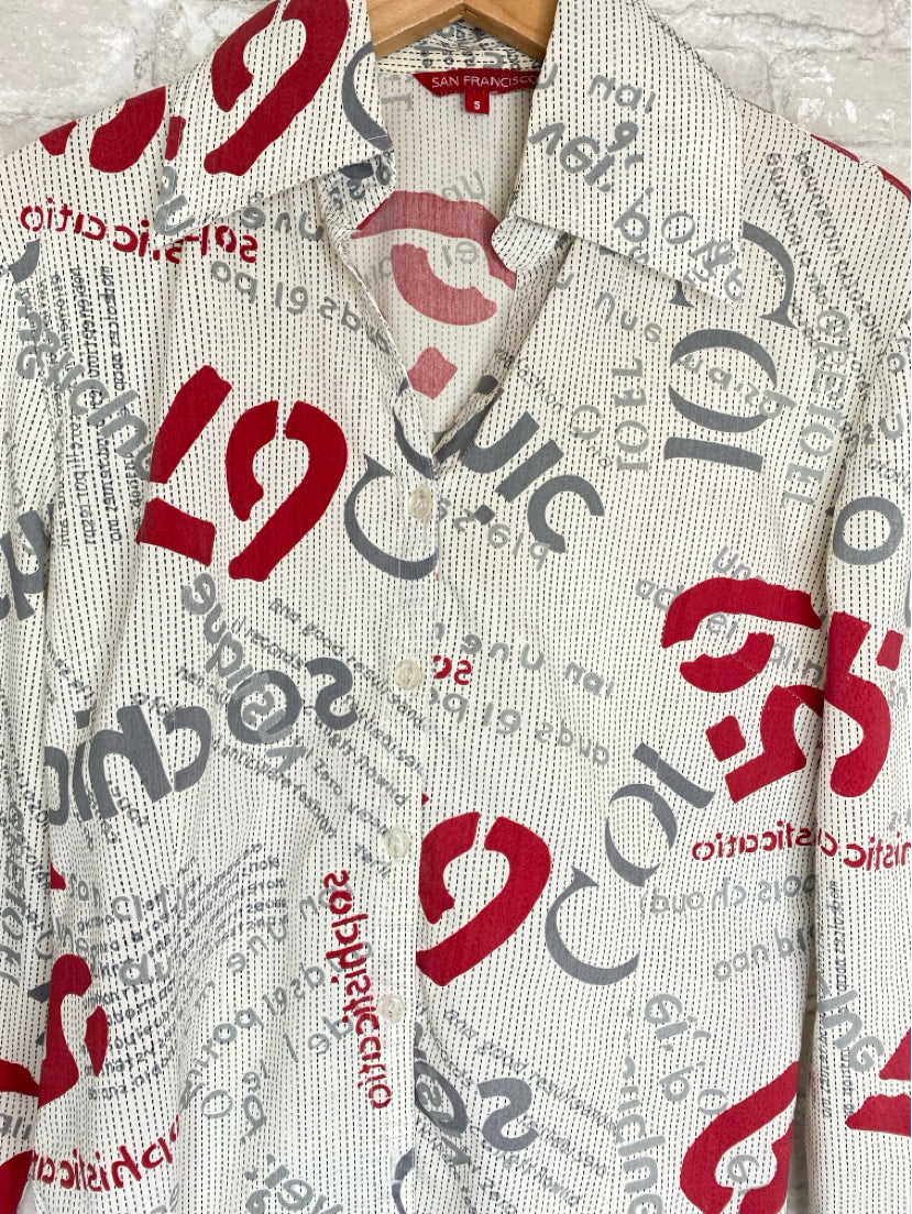 San francisco Size S White, Gray, Red Shirt