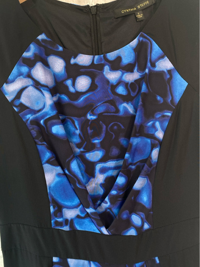 Cynthia Steffe Size XS/2 Blue/Black Dress