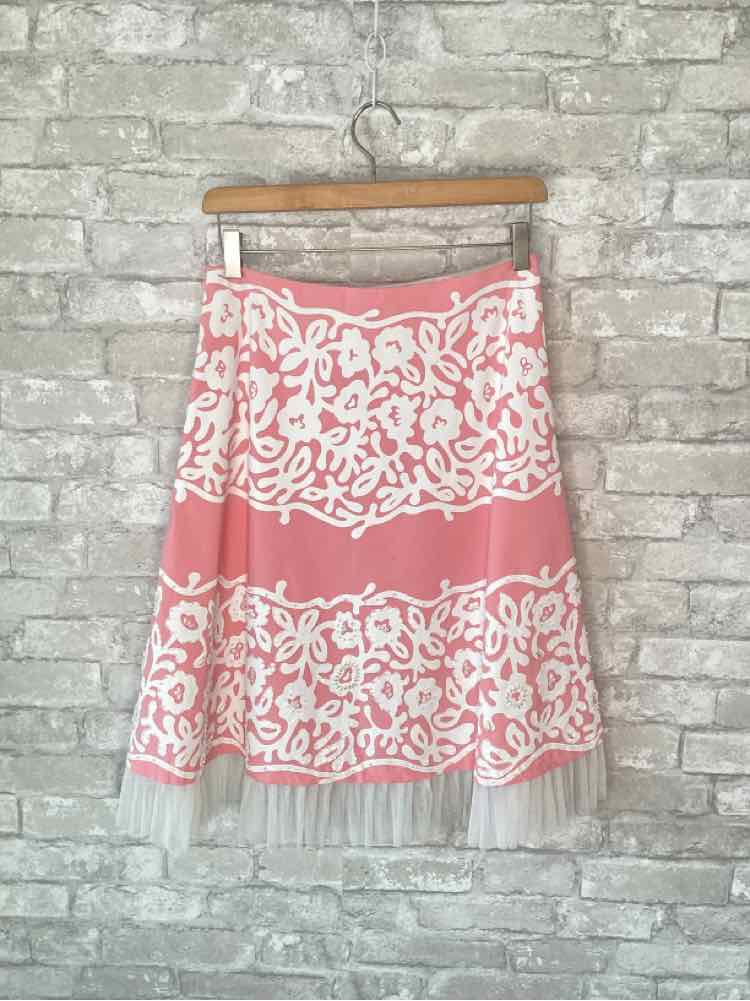 Basil & Maude Size XS/2 Pink/White Skirt
