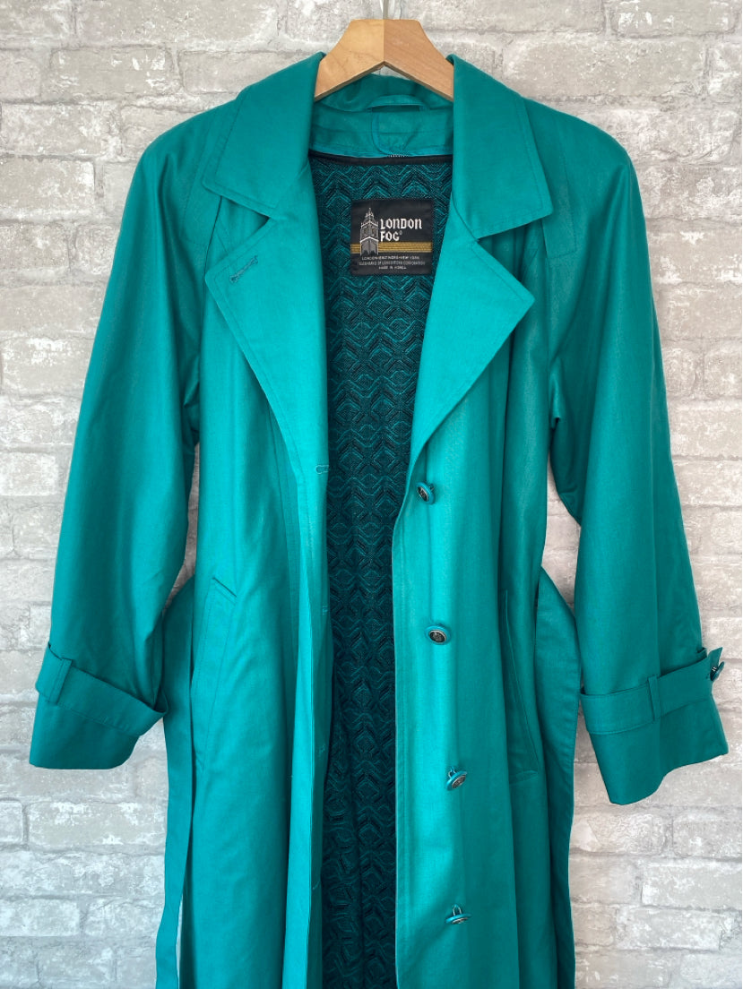 london fog Size M/10 Emerald Green Trenchcoat