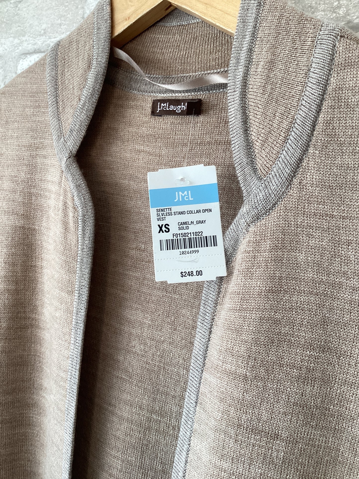 J McLaughlin Size XS Camel/gray Vest