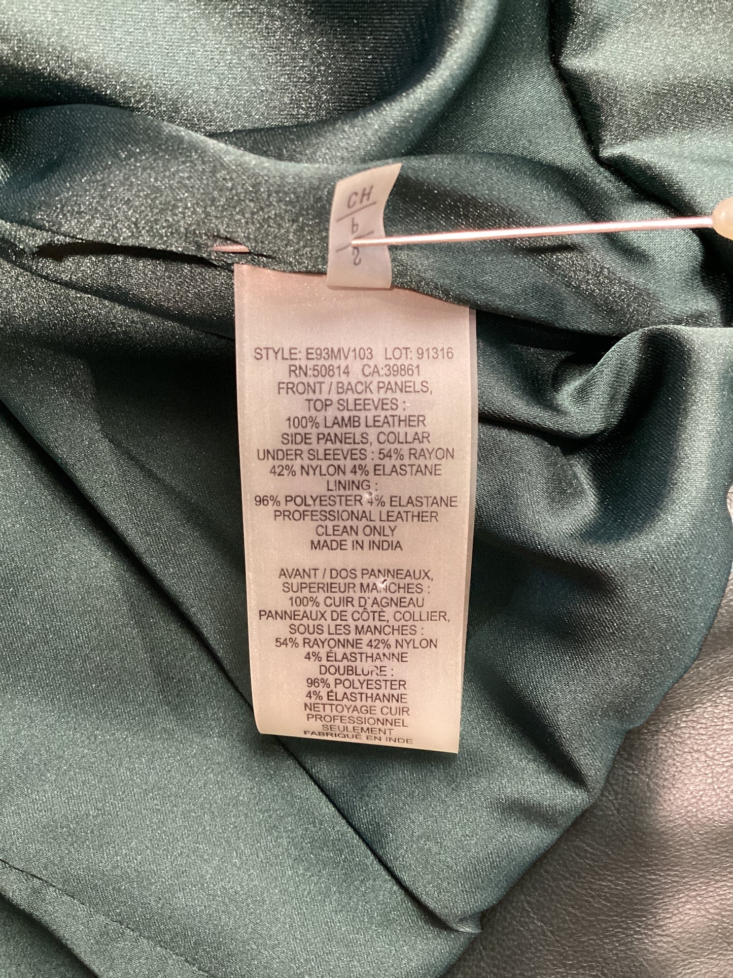 Elie Tahari Size S Green Leather