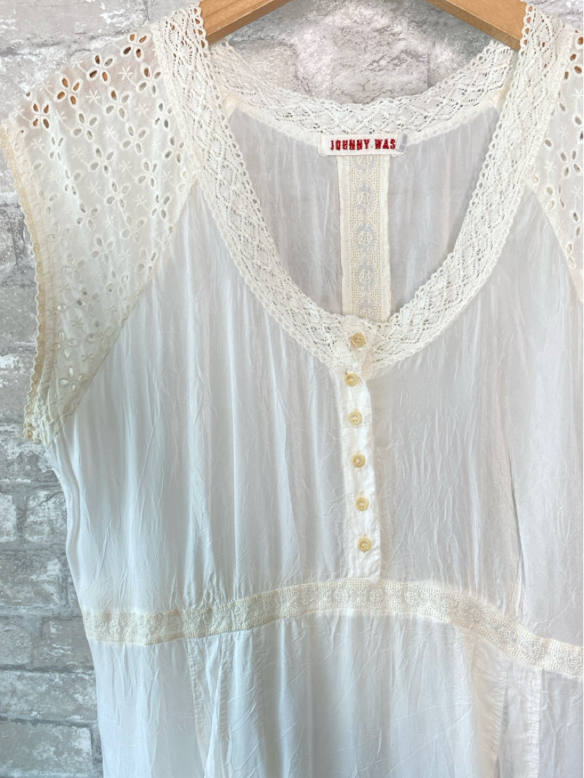 Johnny Was Size L Creamy White Dress