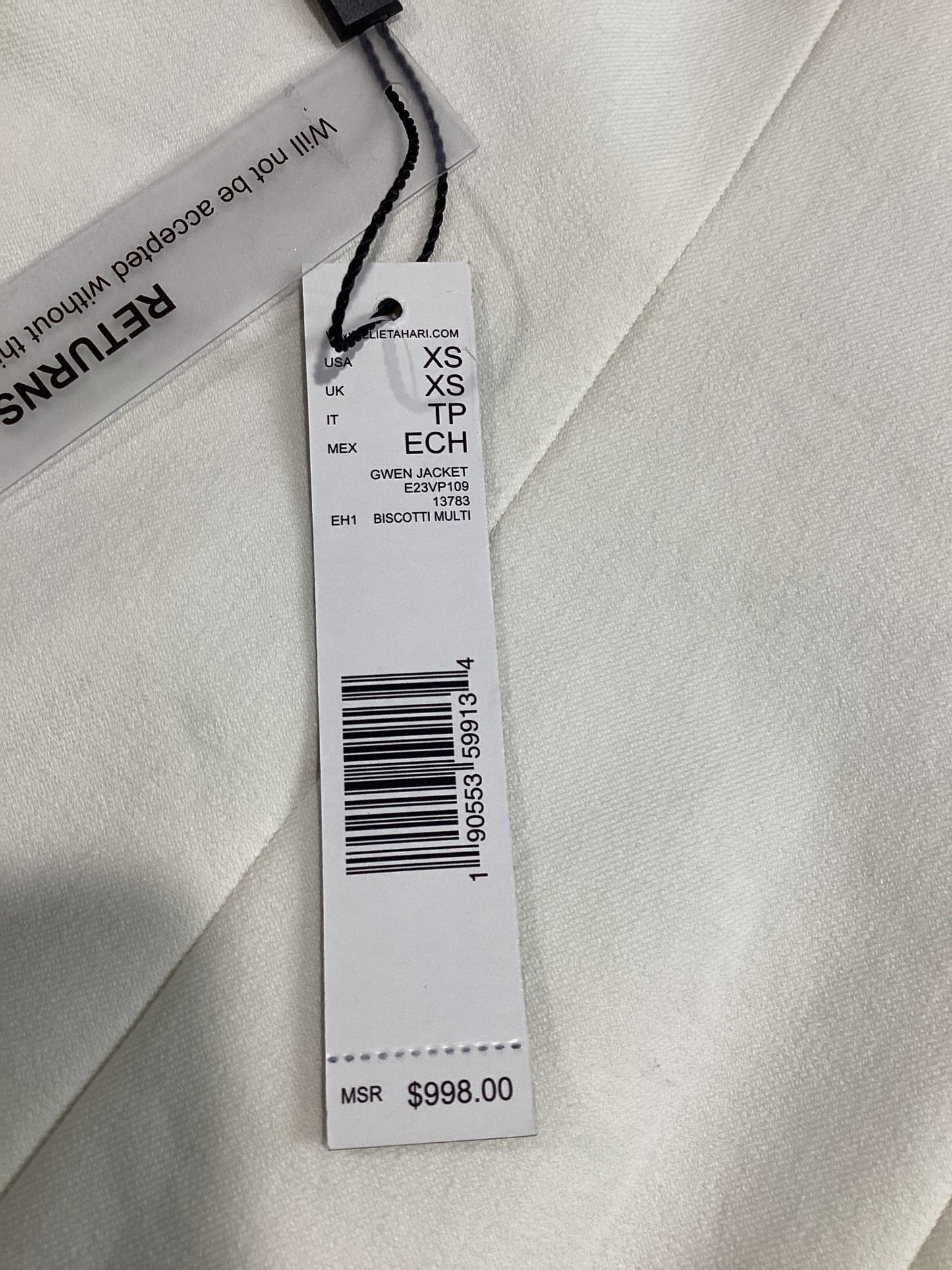 Elie Tahari Size XS Cream/grey Leather