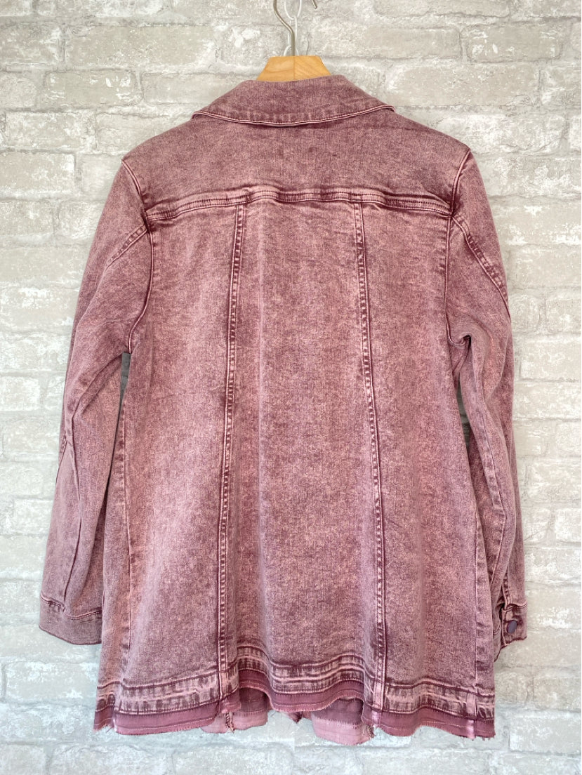 LOGO Lori Goldstein Size L/12 Mauve Denim Jacket