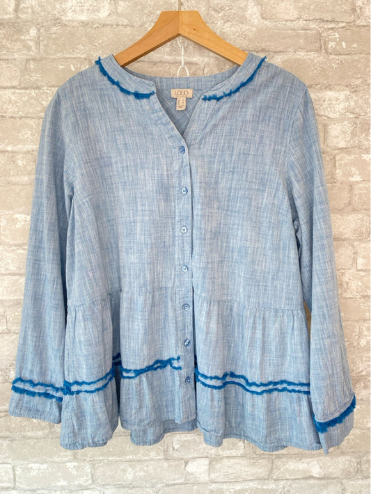 Logo Size L Light chambray Button Down