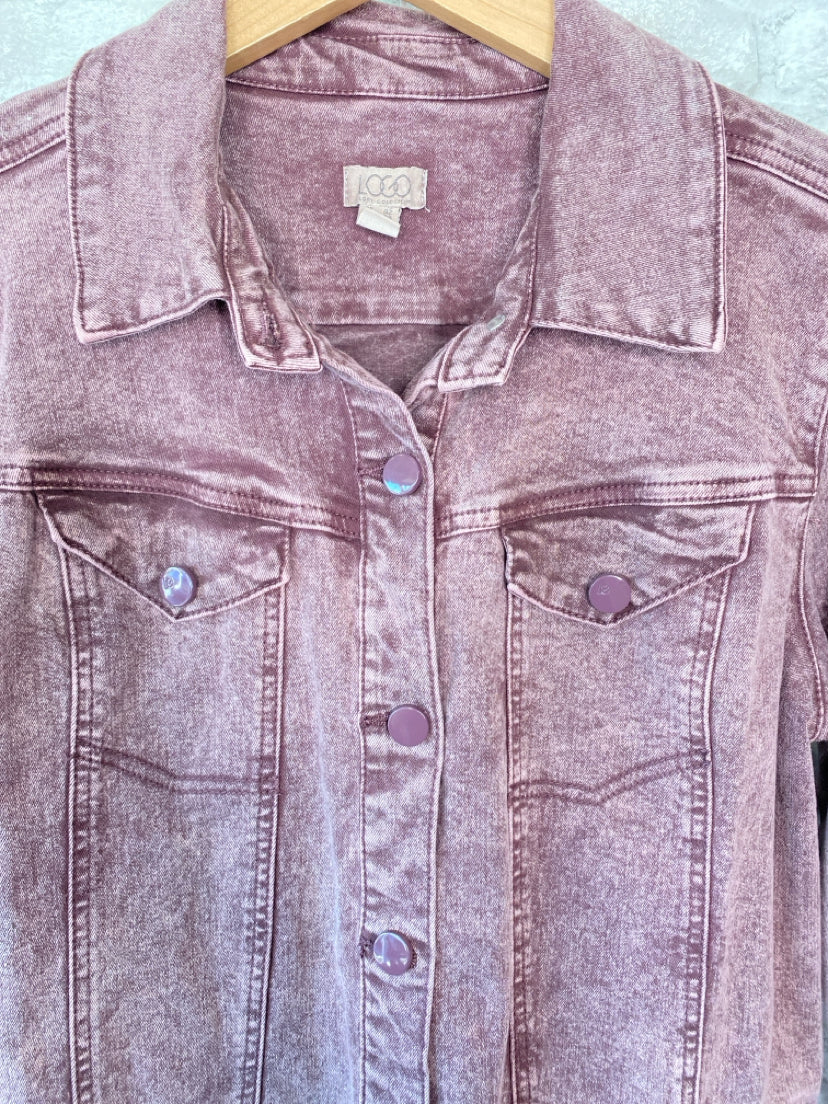 LOGO Lori Goldstein Size L/12 Mauve Denim Jacket