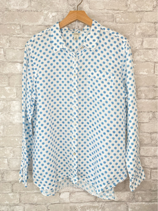 LL Bean Size XLP white/light blue Button Down