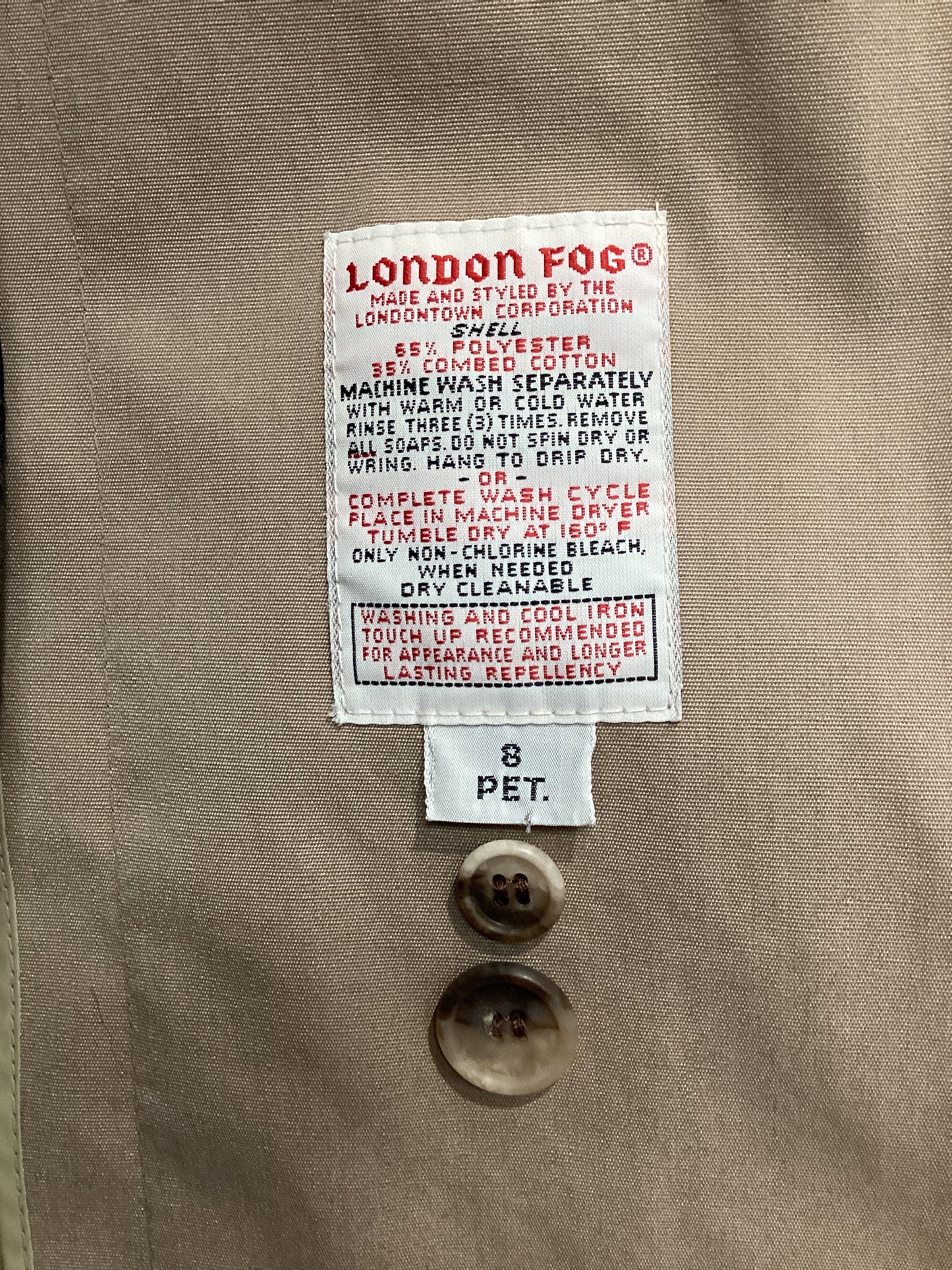 london fog Size 8P Khaki Coat